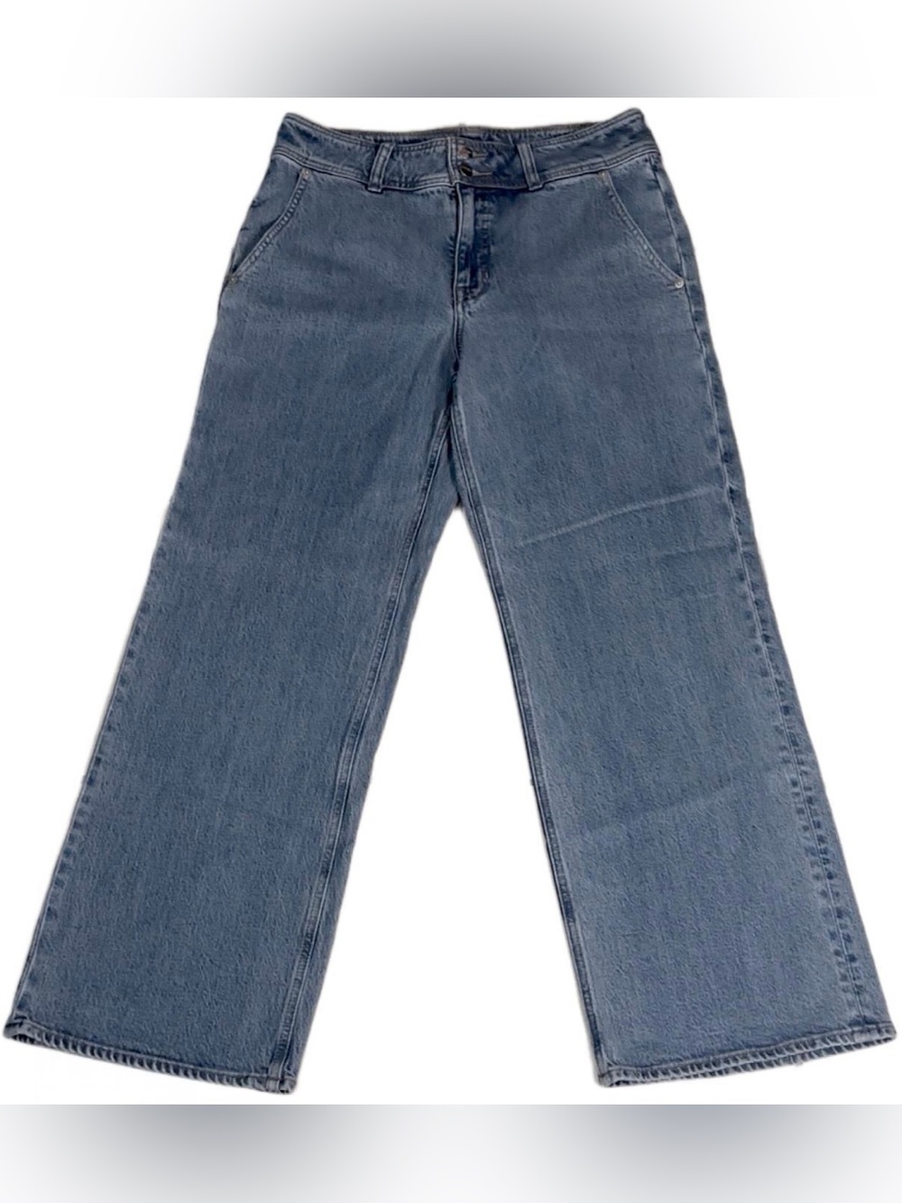 J. Crew Straight-Leg Women’s Jeans, Faded Blue Wash, Size 29T, Two Buttoned
